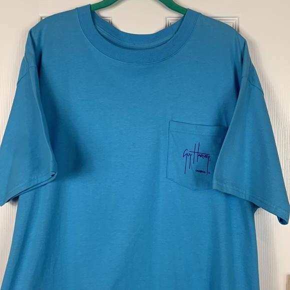 Guy Harvey Original light blue short sleeved tee shirt size large with pocket - Picture 3 of 6